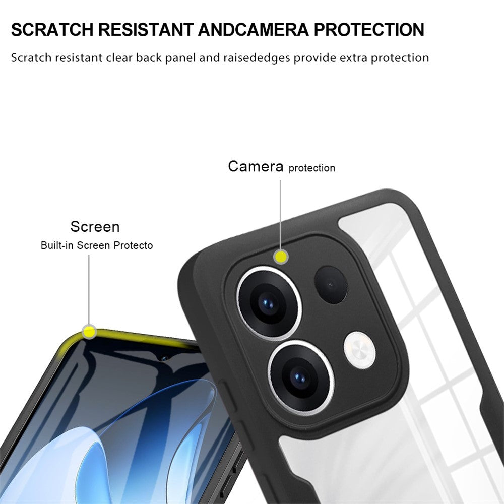 For Oppo Reno13 5G (Global) Case Acrylic + TPU Clear Phone Cover with PET Screen Film - Purple