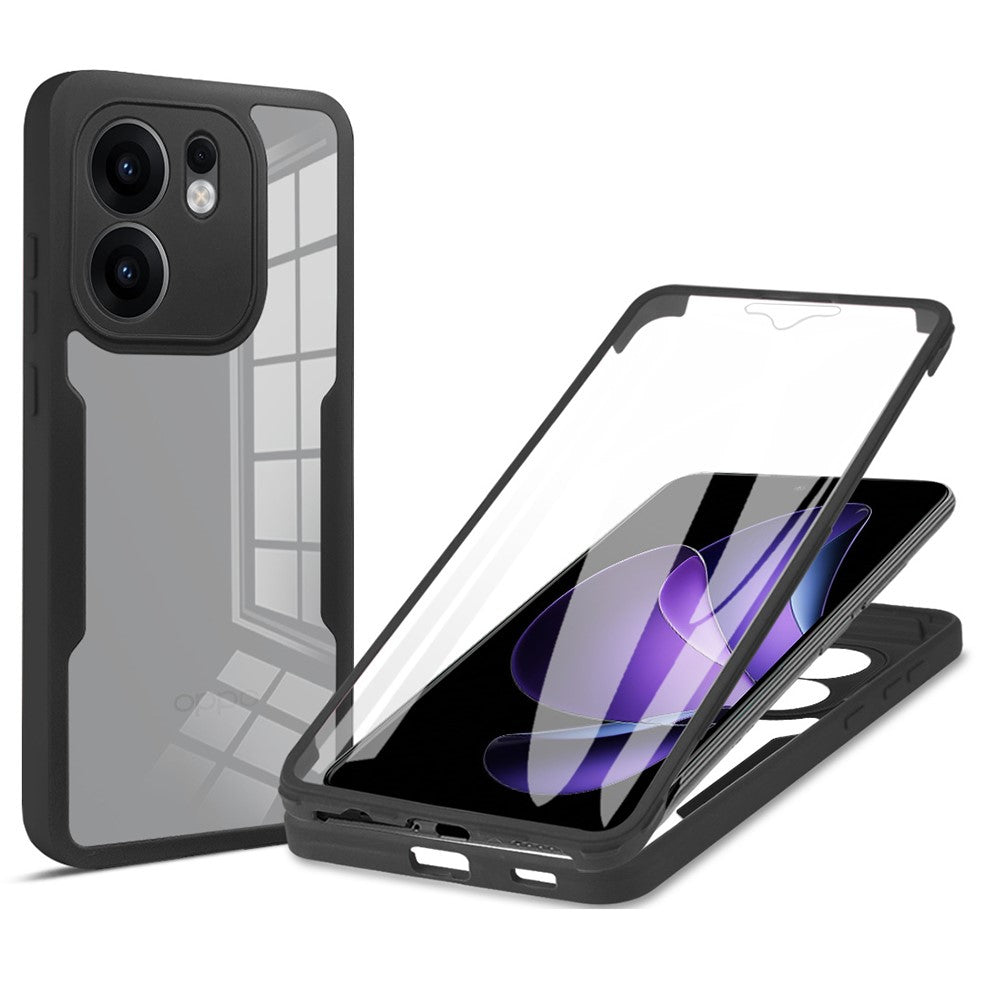 For Oppo Reno13 F 5G / Reno13 F 4G Case Acrylic + TPU Clear Phone Cover with PET Screen Film - Black