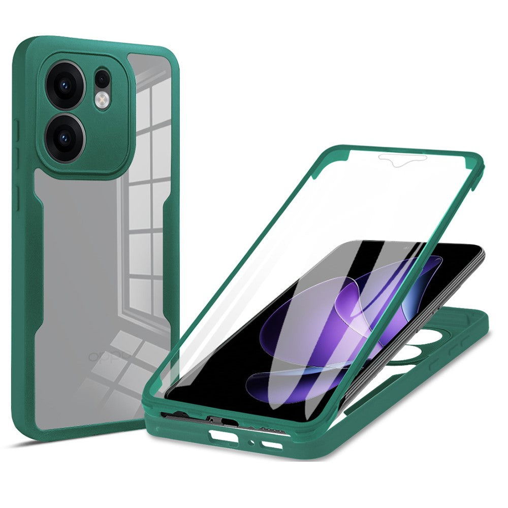 For Oppo Reno13 F 5G / Reno13 F 4G Case Acrylic + TPU Clear Phone Cover with PET Screen Film - Green
