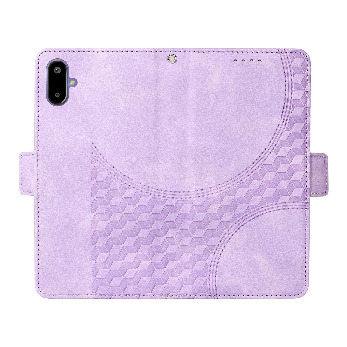 For Samsung Galaxy F06 5G Leather Cases Wallet Rhombus Imprinted Phone Cover Stand with Strap - Purple