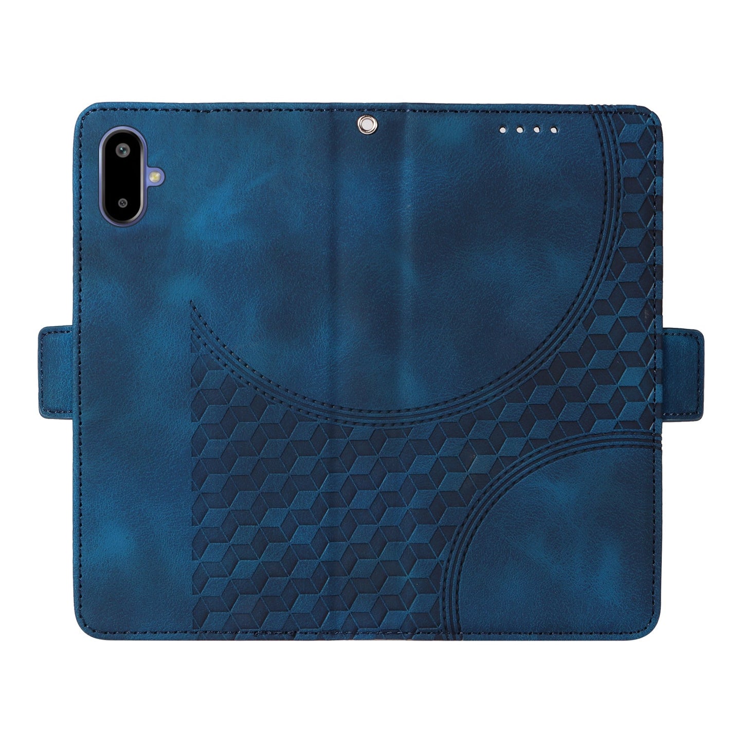 For Samsung Galaxy F06 5G Leather Cases Wallet Rhombus Imprinted Phone Cover Stand with Strap - Blue