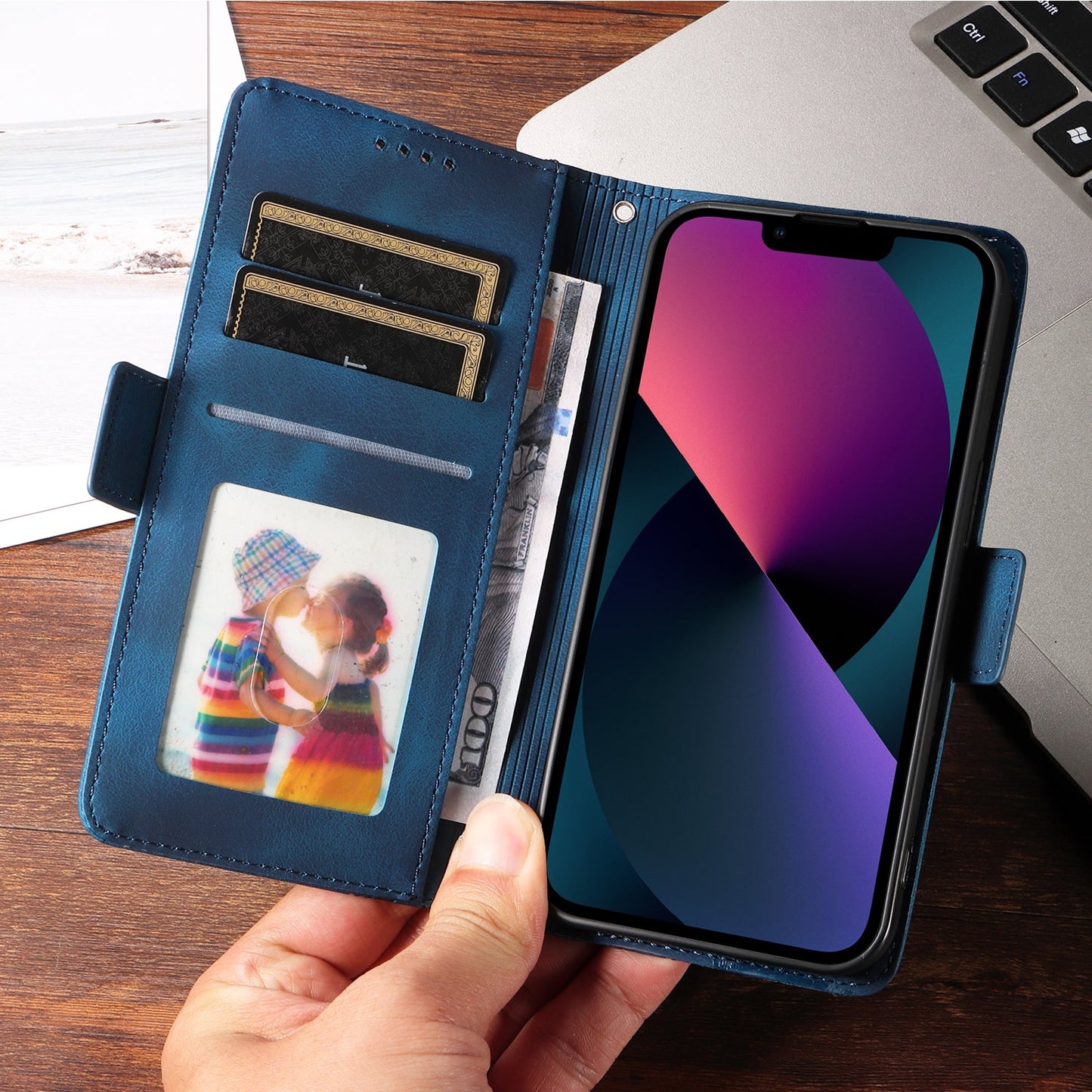 For Samsung Galaxy F06 5G Leather Cases Wallet Rhombus Imprinted Phone Cover Stand with Strap - Blue