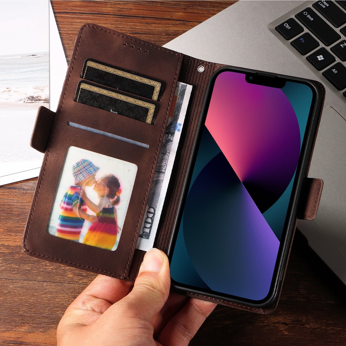 For Samsung Galaxy F06 5G Leather Cases Wallet Rhombus Imprinted Phone Cover Stand with Strap - Brown