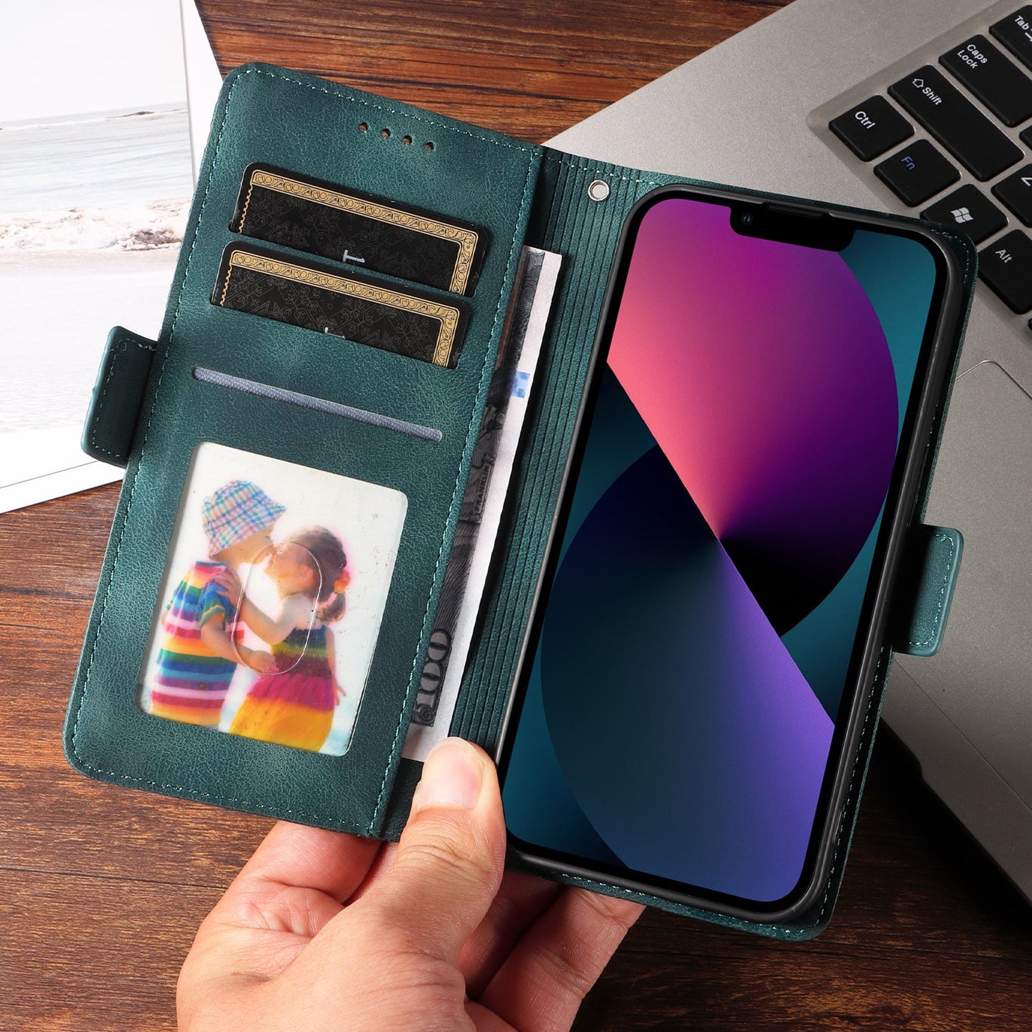 For Samsung Galaxy F06 5G Leather Cases Wallet Rhombus Imprinted Phone Cover Stand with Strap - Green