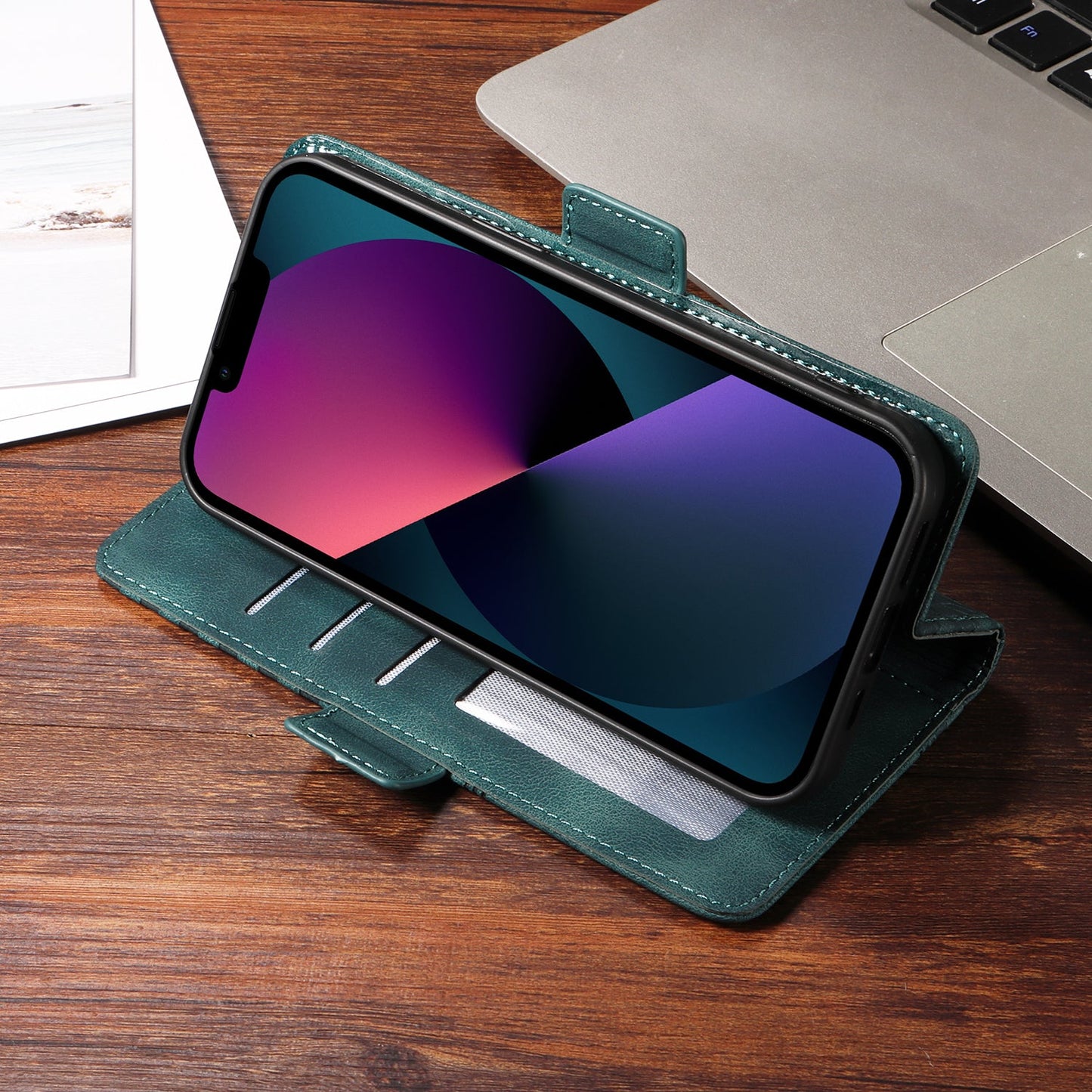 For Samsung Galaxy F06 5G Leather Cases Wallet Rhombus Imprinted Phone Cover Stand with Strap - Green