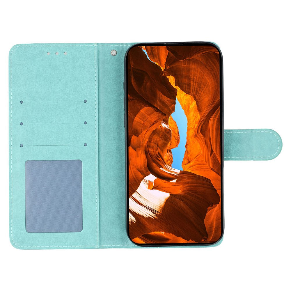 For Oppo Reno13 5G (Global) Case Wallet Stand Imprinted Rose Butterfly PU Leather Phone Cover - Green