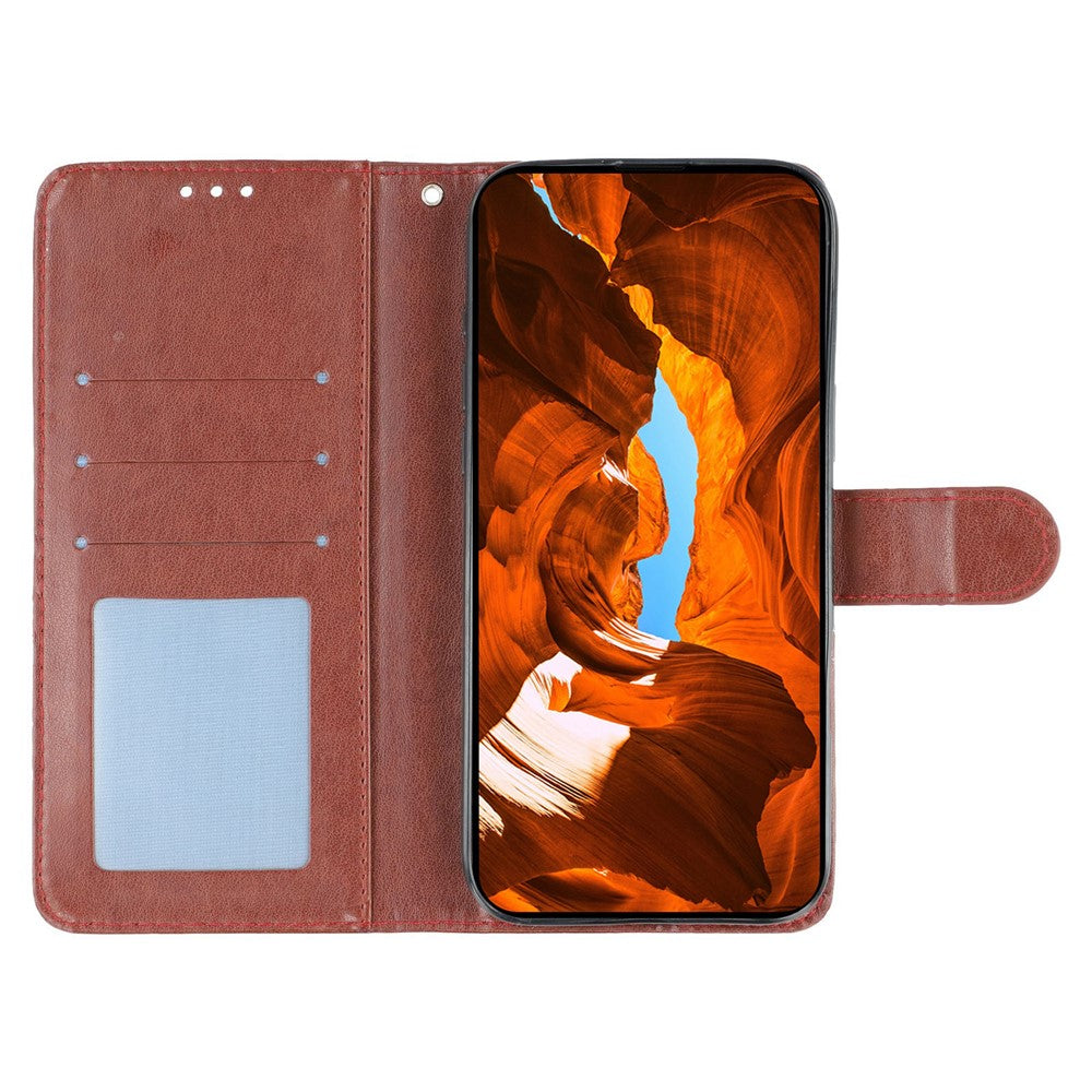 For Oppo Reno13 Pro 5G Case Wallet Stand Imprinted Rose Butterfly PU Leather Phone Cover - Brown