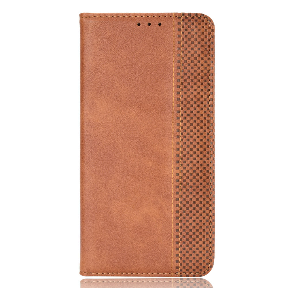 For Samsung Galaxy M06 5G / Galaxy F06 5G Retro PU Leather Case Phone Wallet Stand Cover - Brown