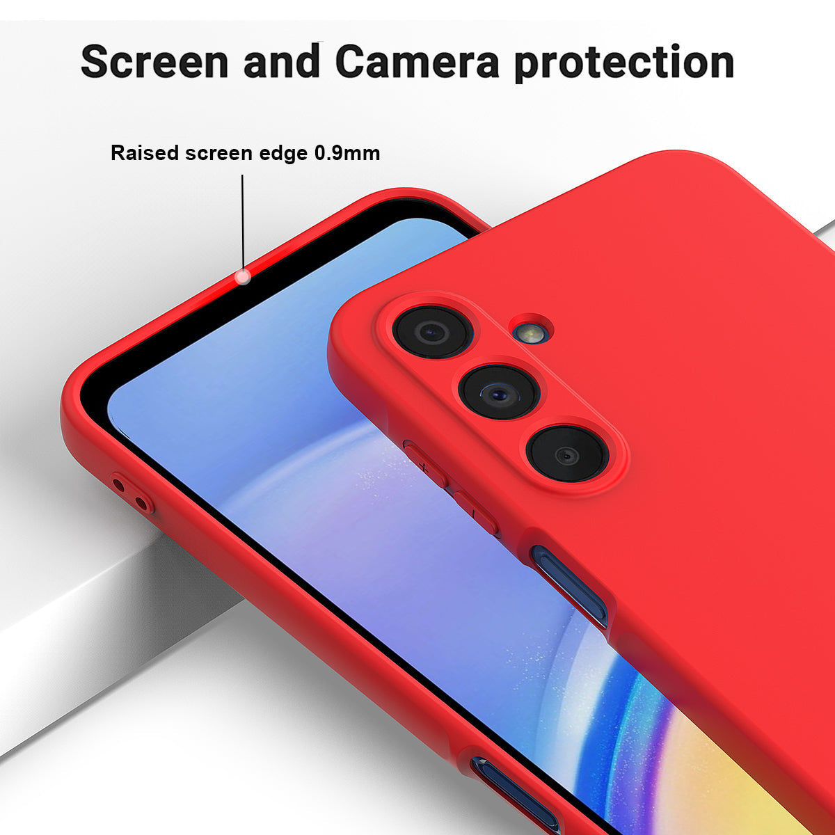 For Samsung Galaxy F16 5G / Galaxy M16 5G Liquid Silicone Case Phone Back Cover with Hand Strap - Red