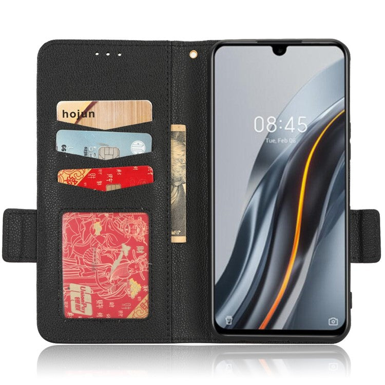 For Infinix Note 12 G96 4G X670 Litchi Texture Phone Cover Drop-Proof PU Leather Magnetic Clasp Case with Stand Wallet - Black