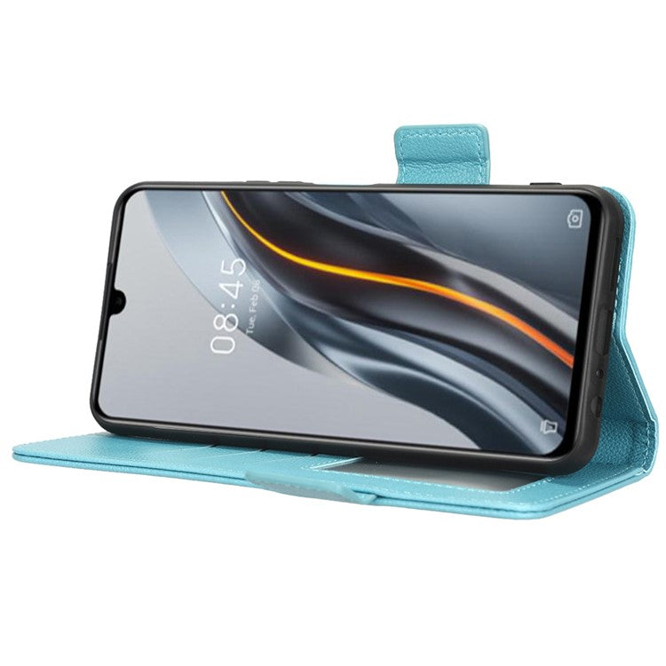 For Infinix Note 12 G96 4G X670 Litchi Texture Phone Cover Drop-Proof PU Leather Magnetic Clasp Case with Stand Wallet - Baby Blue