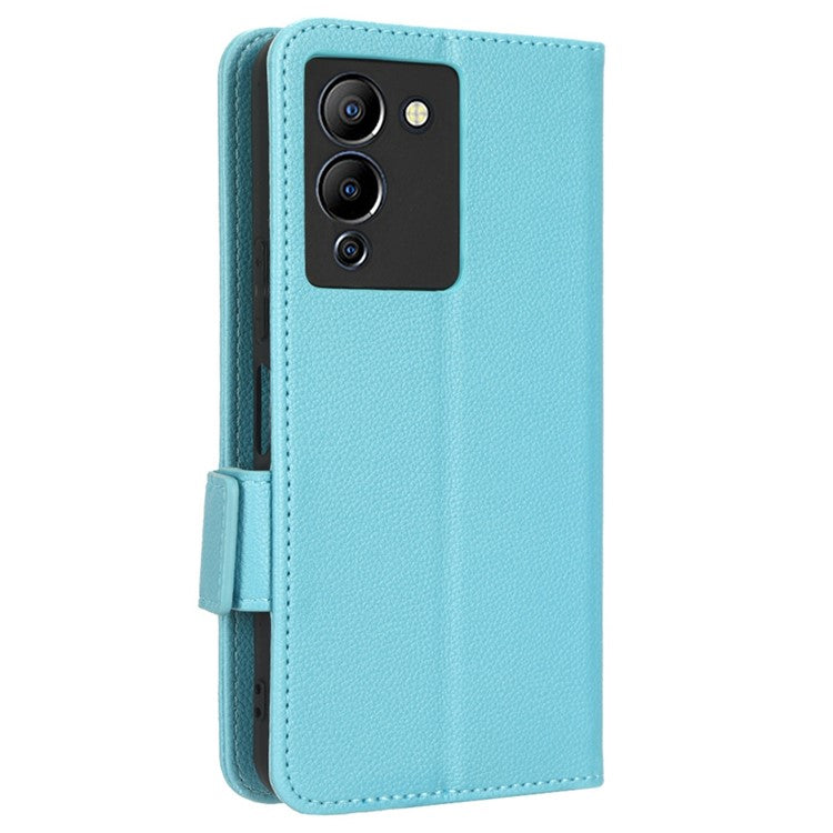 For Infinix Note 12 G96 4G X670 Litchi Texture Phone Cover Drop-Proof PU Leather Magnetic Clasp Case with Stand Wallet - Baby Blue