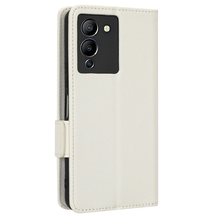For Infinix Note 12 G96 4G X670 Litchi Texture Phone Cover Drop-Proof PU Leather Magnetic Clasp Case with Stand Wallet - White