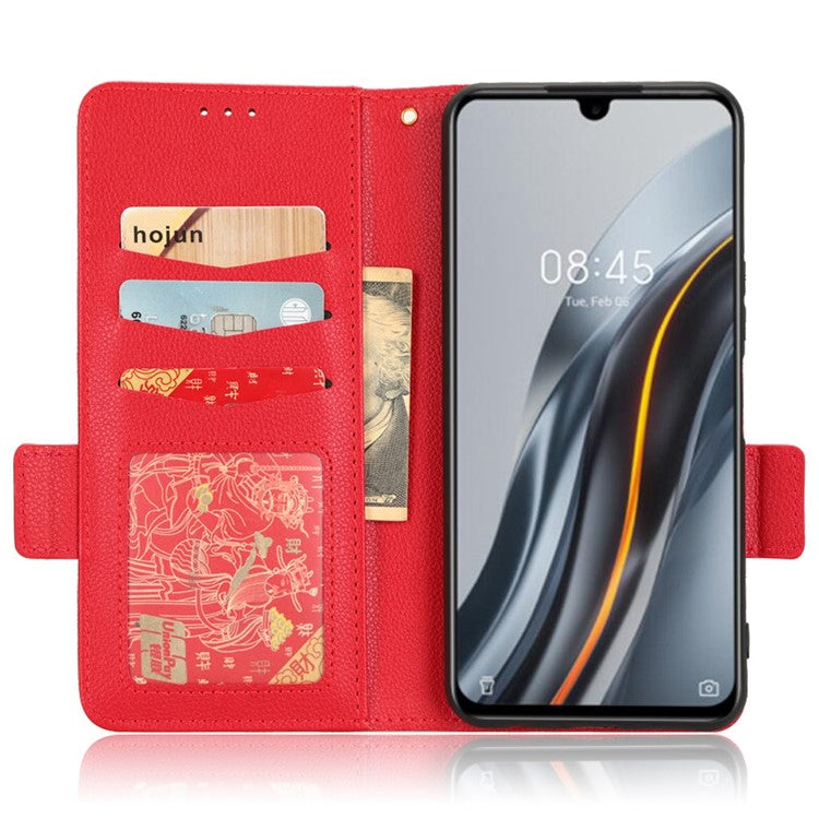 For Infinix Note 12 G96 4G X670 Litchi Texture Phone Cover Drop-Proof PU Leather Magnetic Clasp Case with Stand Wallet - Red