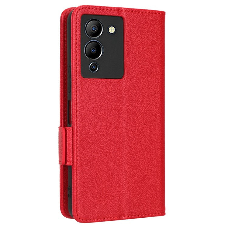 For Infinix Note 12 G96 4G X670 Litchi Texture Phone Cover Drop-Proof PU Leather Magnetic Clasp Case with Stand Wallet - Red
