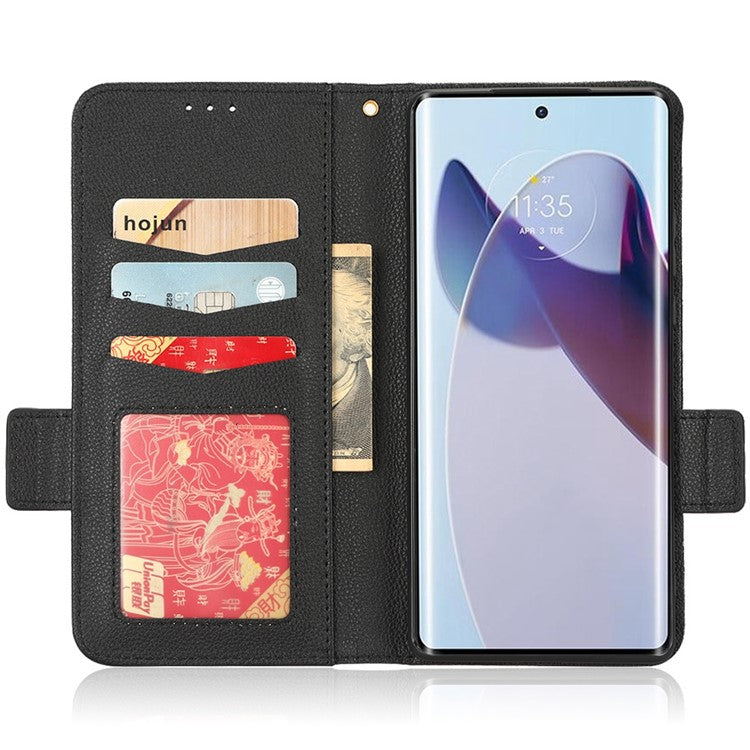 For Motorola Edge 30 Ultra 5G / Edge X / Moto X30 Pro 5G Litchi Texture Stand Case PU Leather Magnetic Clasp Phone Wallet Cover - Black