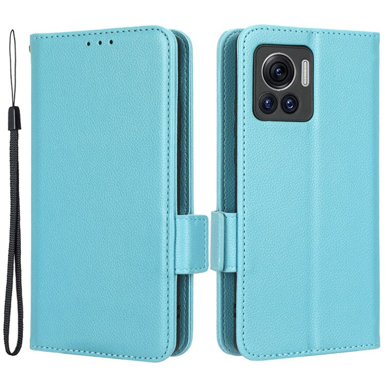For Motorola Edge 30 Ultra 5G / Edge X / Moto X30 Pro 5G Litchi Texture Stand Case PU Leather Magnetic Clasp Phone Wallet Cover - Baby Blue