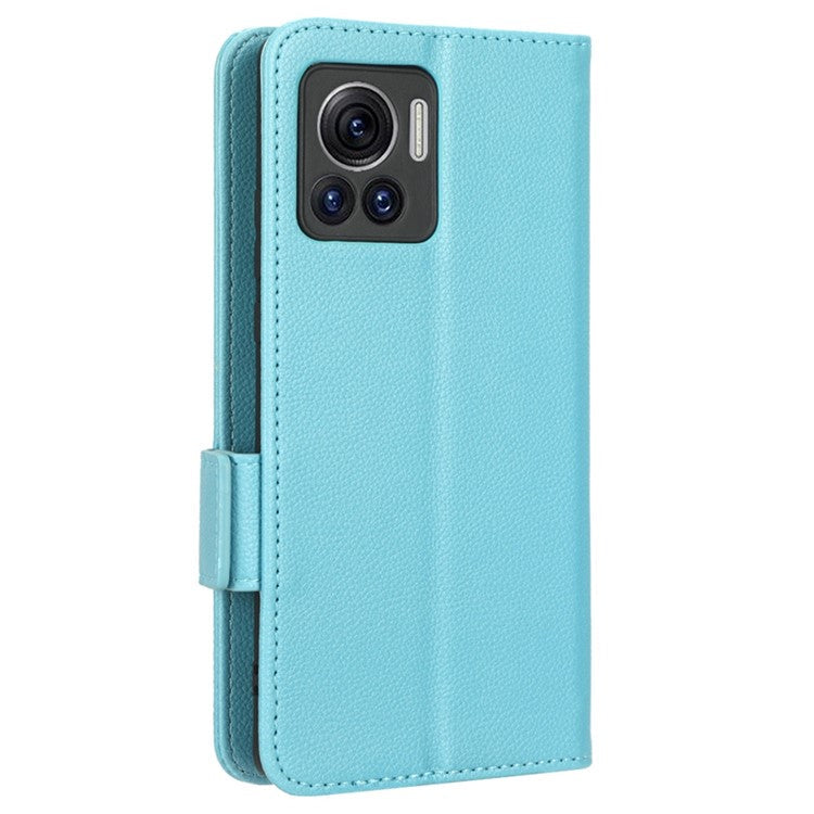 For Motorola Edge 30 Ultra 5G / Edge X / Moto X30 Pro 5G Litchi Texture Stand Case PU Leather Magnetic Clasp Phone Wallet Cover - Baby Blue
