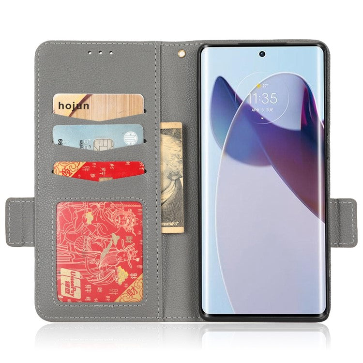 For Motorola Edge 30 Ultra 5G / Edge X / Moto X30 Pro 5G Litchi Texture Stand Case PU Leather Magnetic Clasp Phone Wallet Cover - Grey