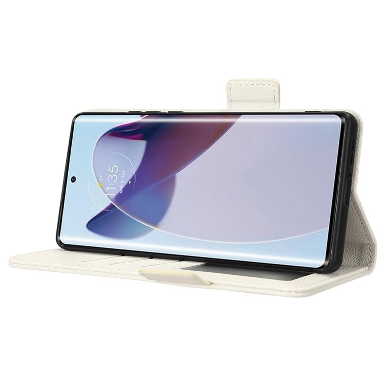 For Motorola Edge 30 Ultra 5G / Edge X / Moto X30 Pro 5G Litchi Texture Stand Case PU Leather Magnetic Clasp Phone Wallet Cover - White