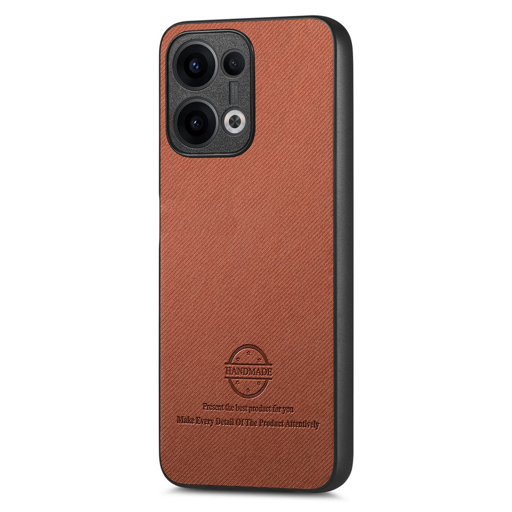 For Oppo Reno13 5G (Global) Leather Phone  Back Cover with Cloth Texture - Brown