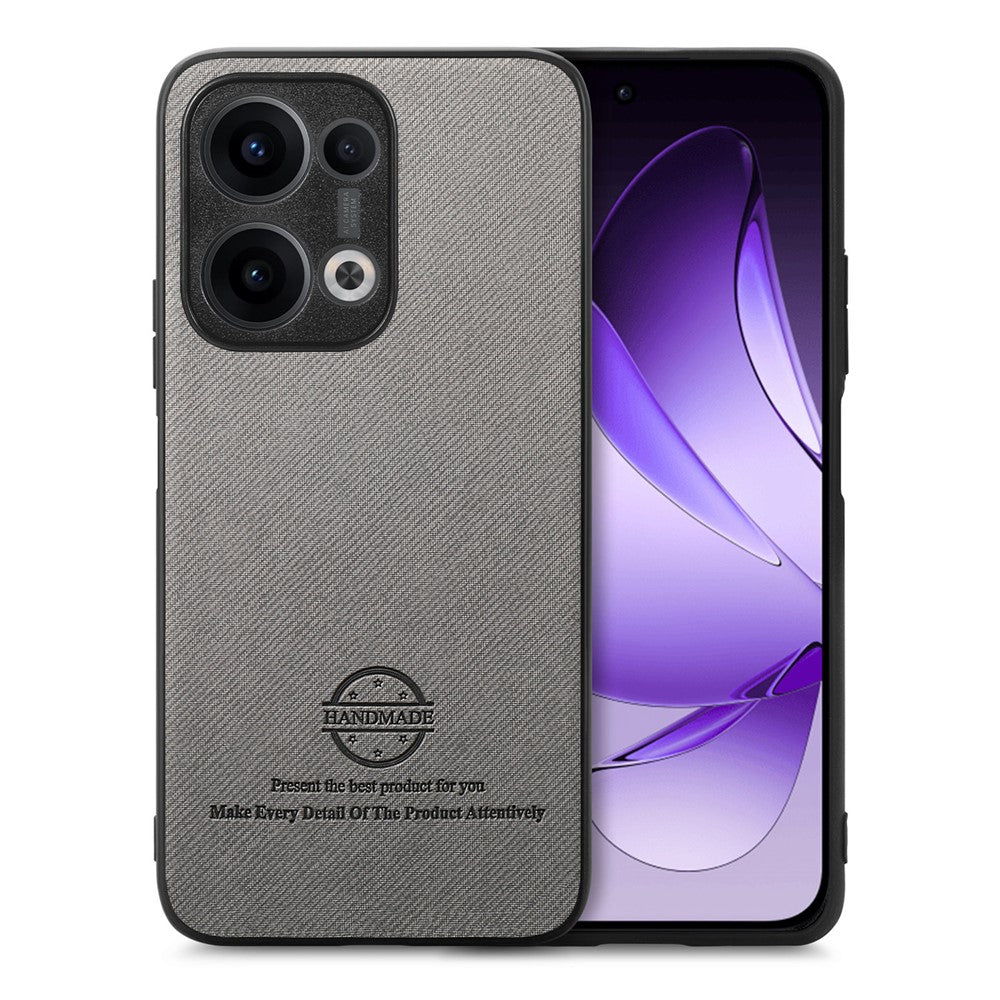 For Oppo Reno13 5G (Global) Leather Phone  Back Cover with Cloth Texture - Grey