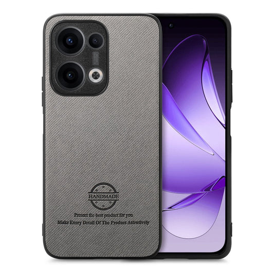 For Oppo Reno13 5G (Global) Leather Phone  Back Cover with Cloth Texture - Grey