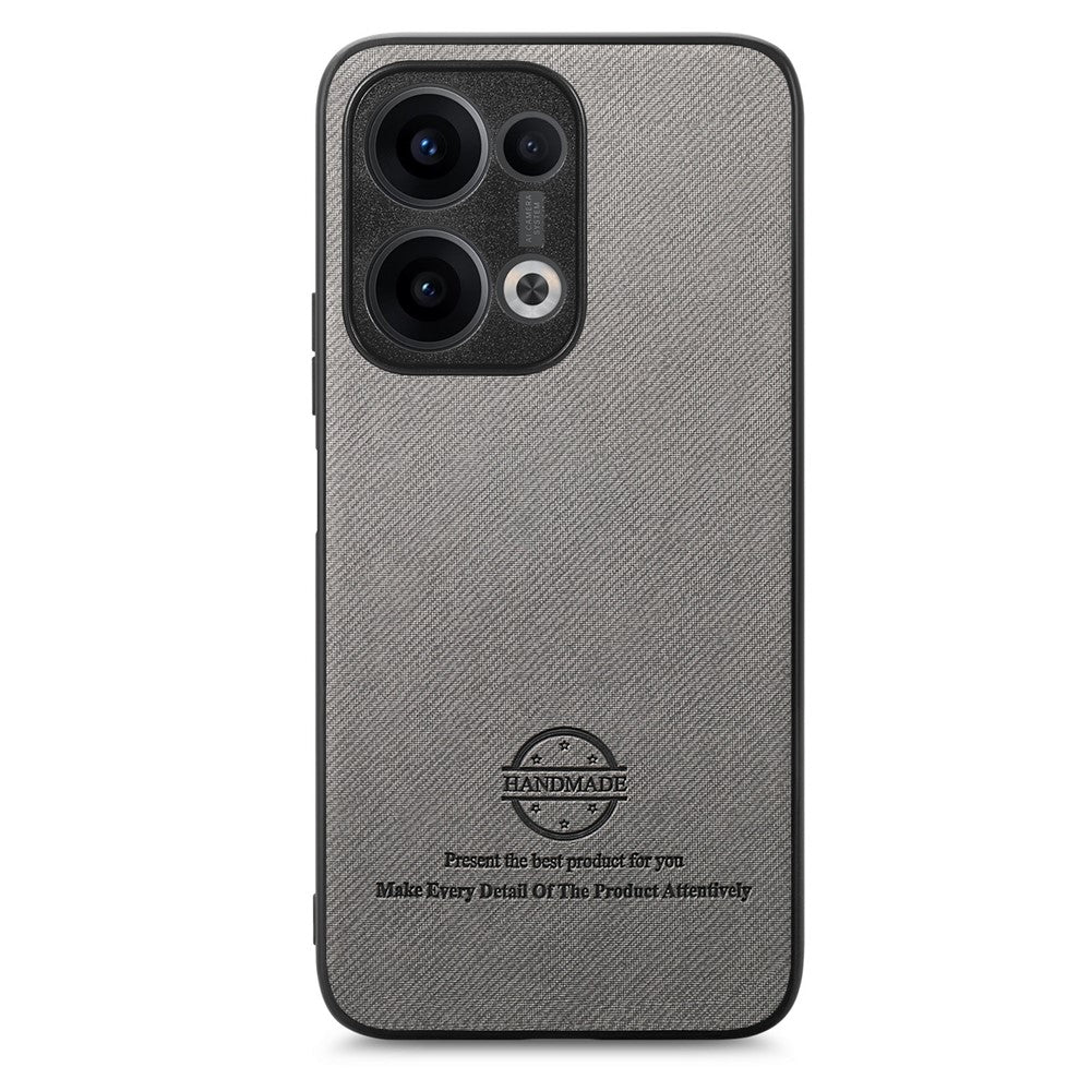 For Oppo Reno13 5G (Global) Leather Phone  Back Cover with Cloth Texture - Grey