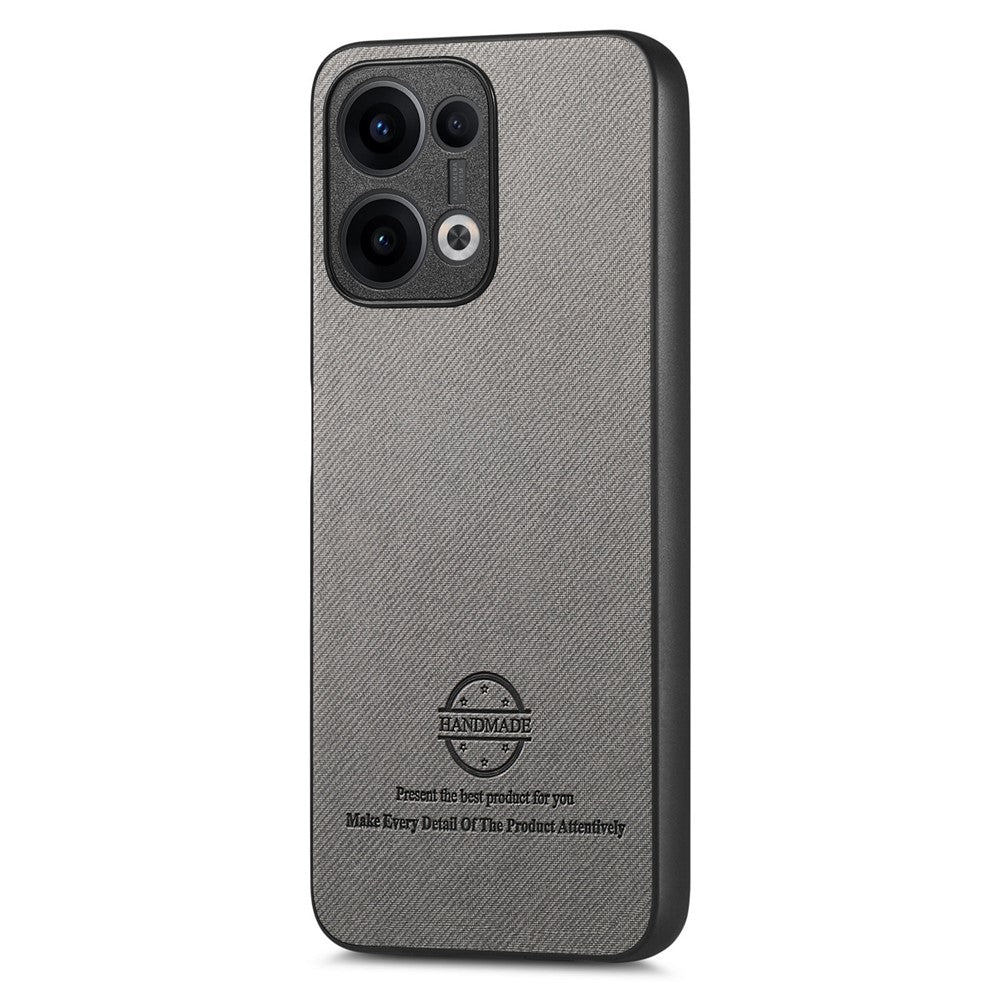 For Oppo Reno13 5G (Global) Leather Phone  Back Cover with Cloth Texture - Grey