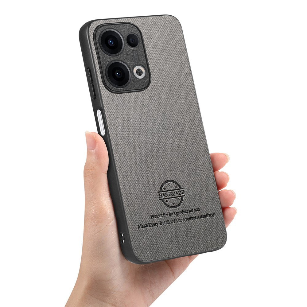 For Oppo Reno13 5G (Global) Leather Phone  Back Cover with Cloth Texture - Grey