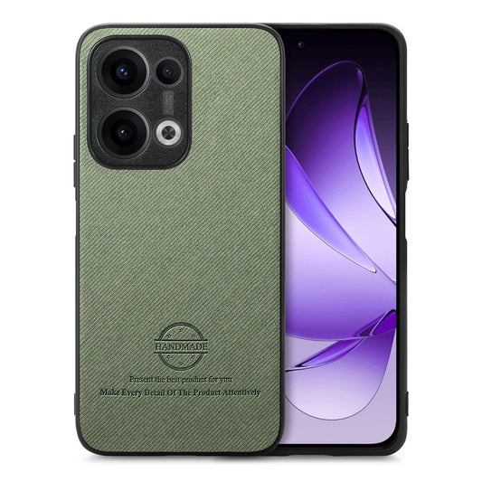 For Oppo Reno13 5G (Global) Leather Phone  Back Cover with Cloth Texture - Green
