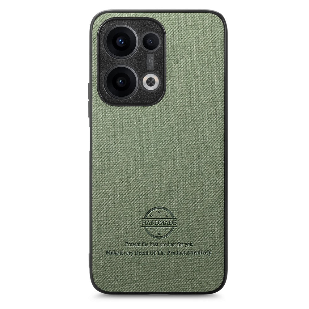 For Oppo Reno13 5G (Global) Leather Phone  Back Cover with Cloth Texture - Green