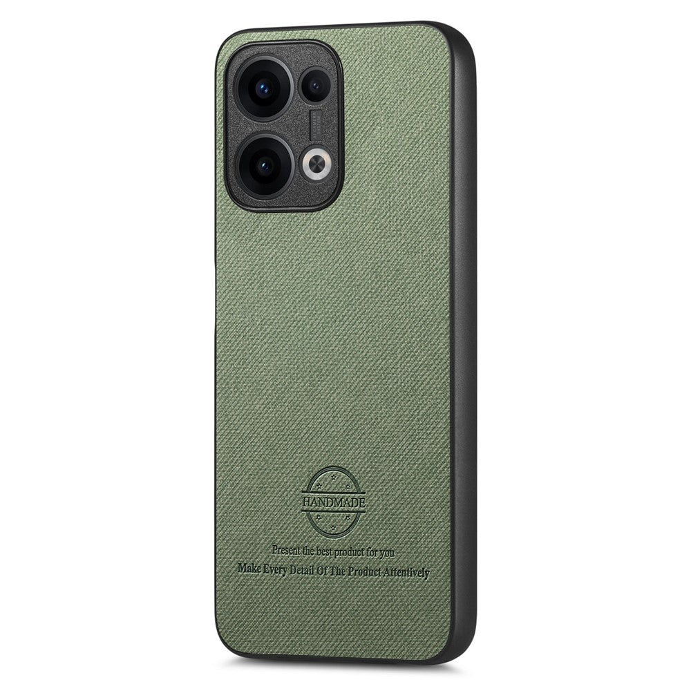 For Oppo Reno13 5G (Global) Leather Phone  Back Cover with Cloth Texture - Green