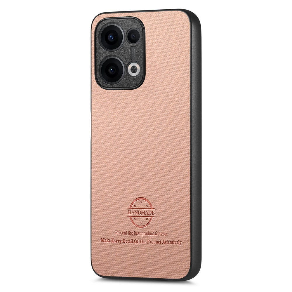 For Oppo Reno13 5G (Global) Leather Phone  Back Cover with Cloth Texture - Pink