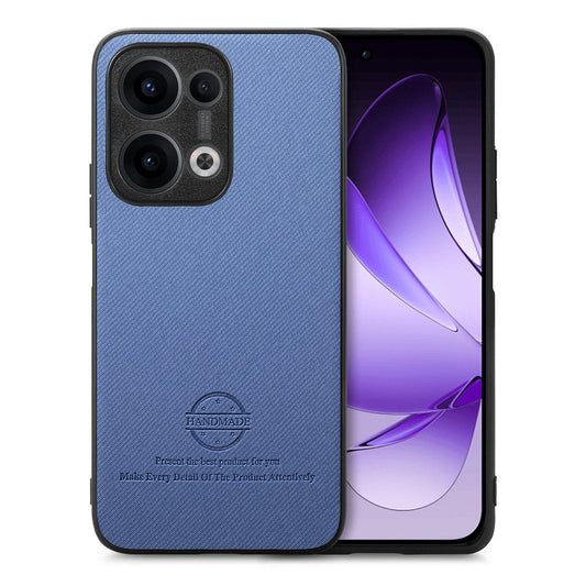 For Oppo Reno13 5G (Global) Leather Phone  Back Cover with Cloth Texture - Blue