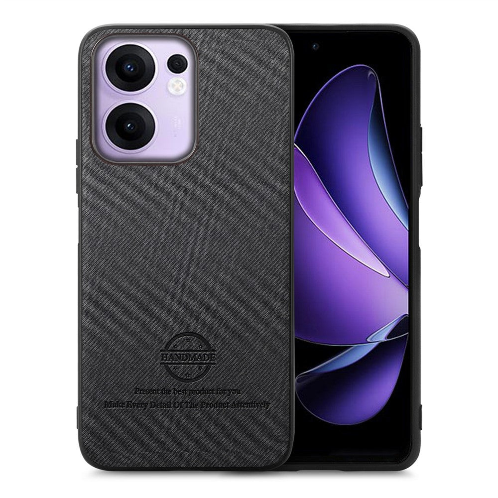 For Oppo Reno13 F 4G / Oppo Reno13 F 5G Leather Phone  Back Cover with Cloth Texture - Black