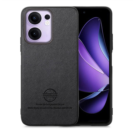 For Oppo Reno13 F 4G / Oppo Reno13 F 5G Leather Phone  Back Cover with Cloth Texture - Black