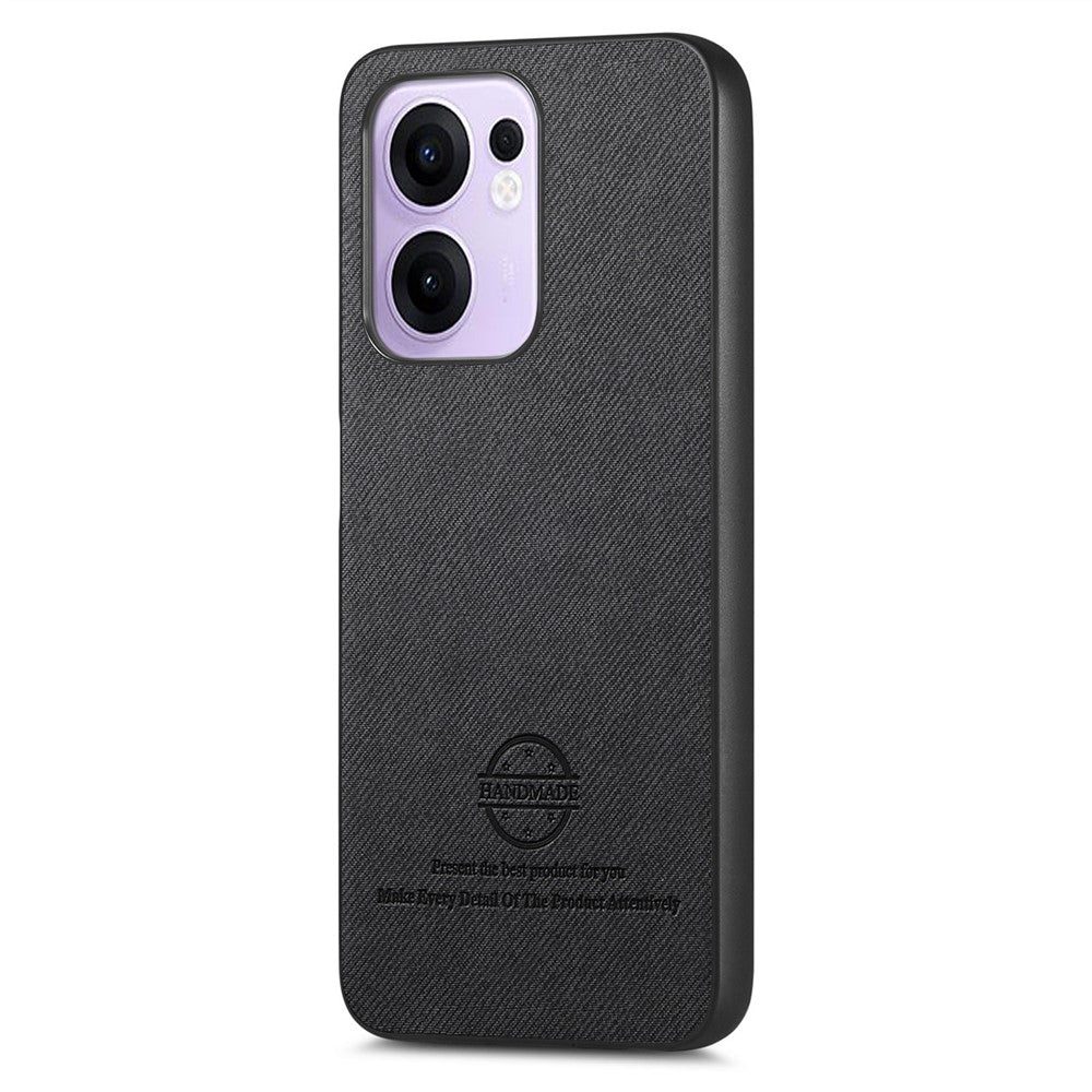 For Oppo Reno13 F 4G / Oppo Reno13 F 5G Leather Phone  Back Cover with Cloth Texture - Black
