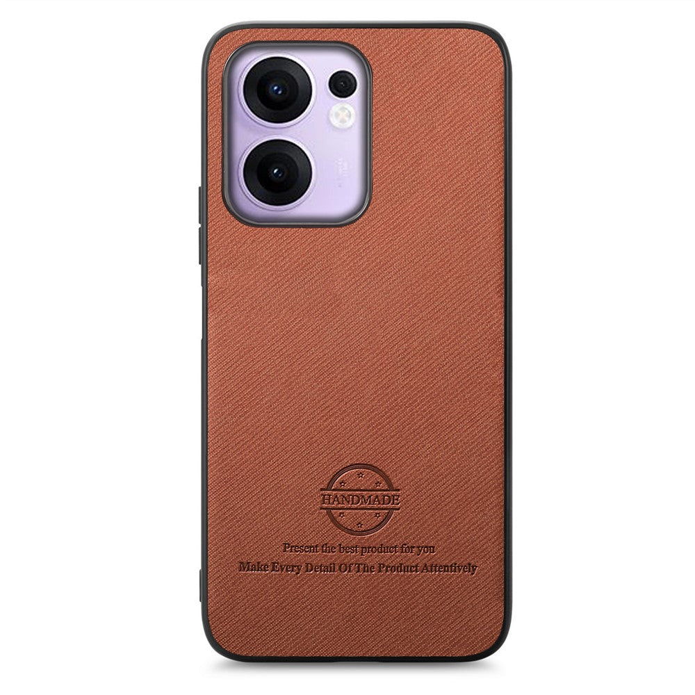 For Oppo Reno13 F 4G / Oppo Reno13 F 5G Leather Phone  Back Cover with Cloth Texture - Brown