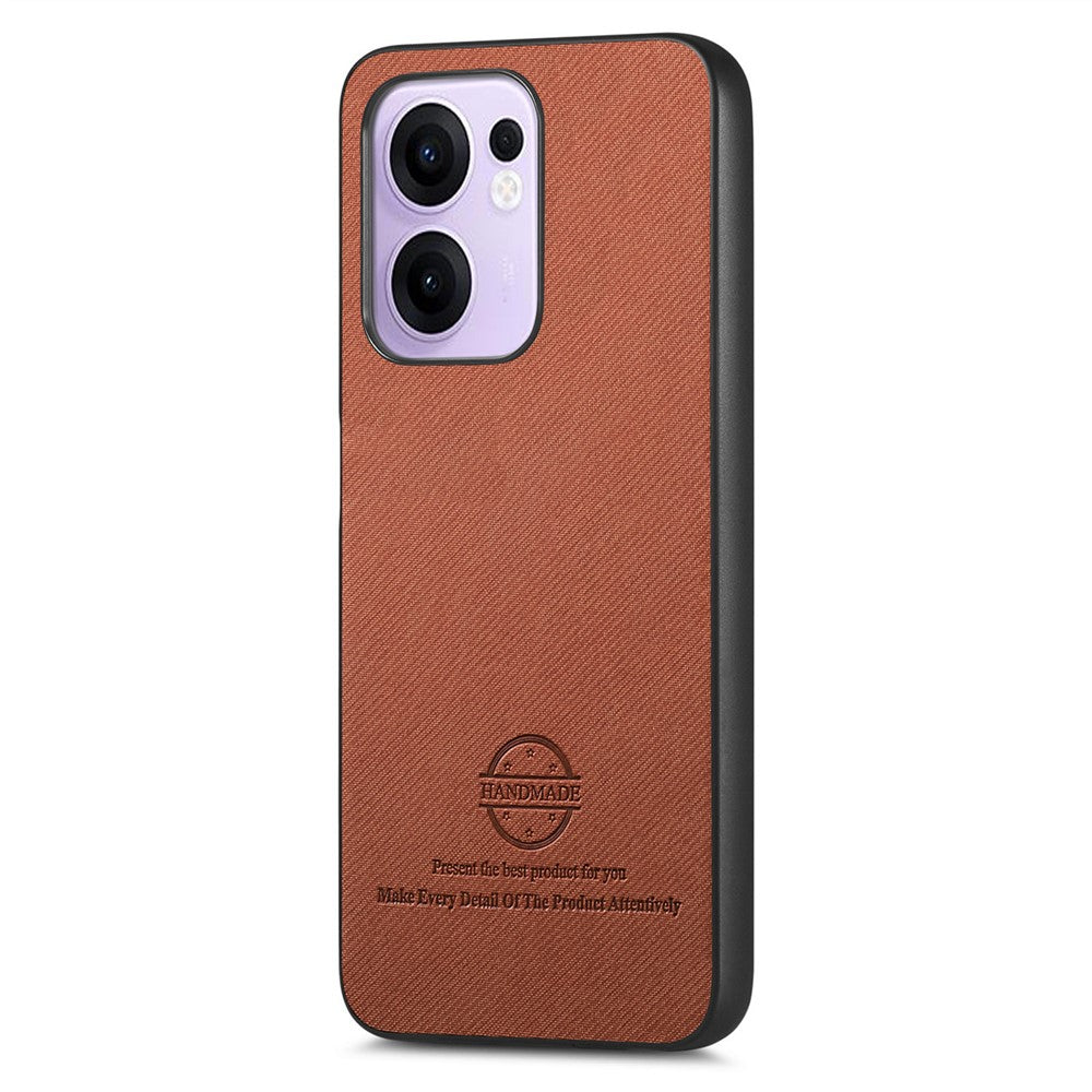 For Oppo Reno13 F 4G / Oppo Reno13 F 5G Leather Phone  Back Cover with Cloth Texture - Brown