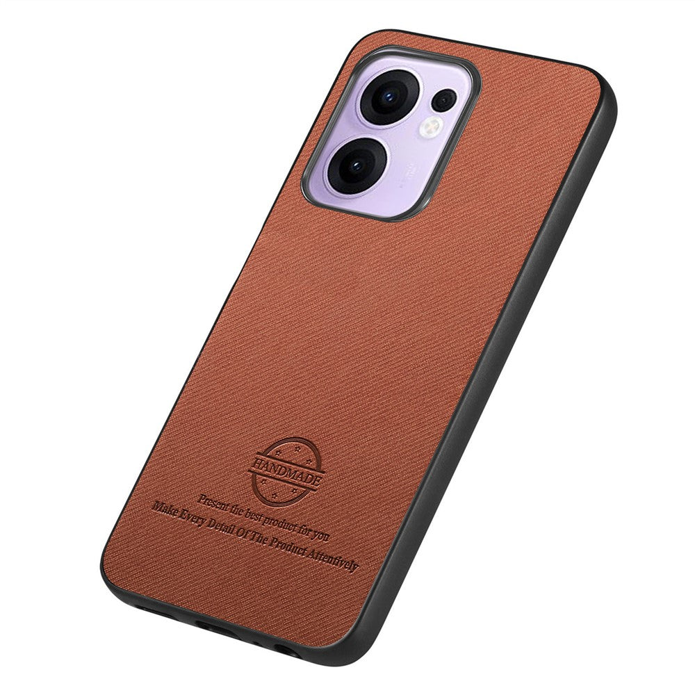 For Oppo Reno13 F 4G / Oppo Reno13 F 5G Leather Phone  Back Cover with Cloth Texture - Brown