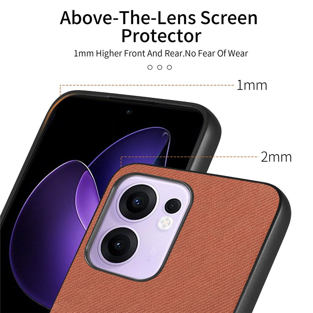 For Oppo Reno13 F 4G / Oppo Reno13 F 5G Leather Phone  Back Cover with Cloth Texture - Brown