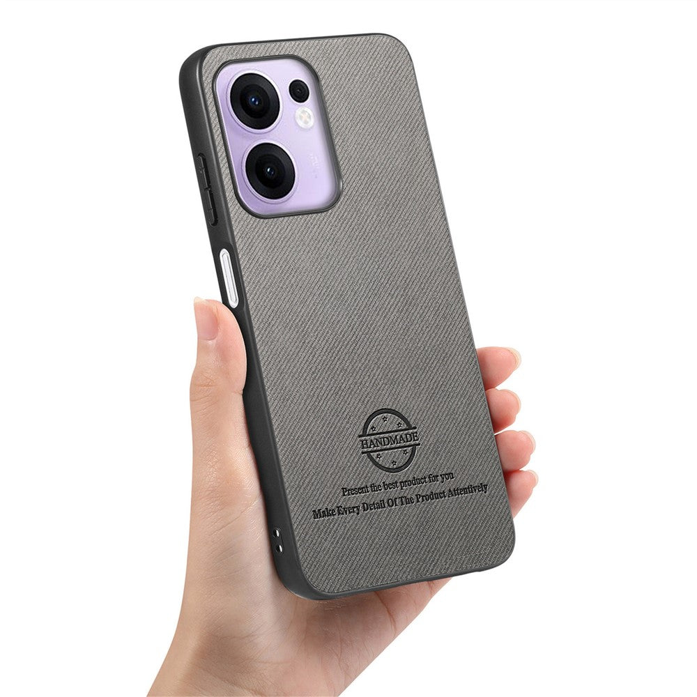 For Oppo Reno13 F 4G / Oppo Reno13 F 5G Leather Phone  Back Cover with Cloth Texture - Grey
