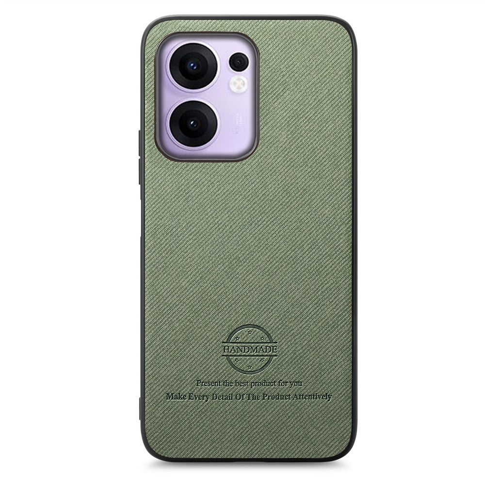 For Oppo Reno13 F 4G / Oppo Reno13 F 5G Leather Phone  Back Cover with Cloth Texture - Green
