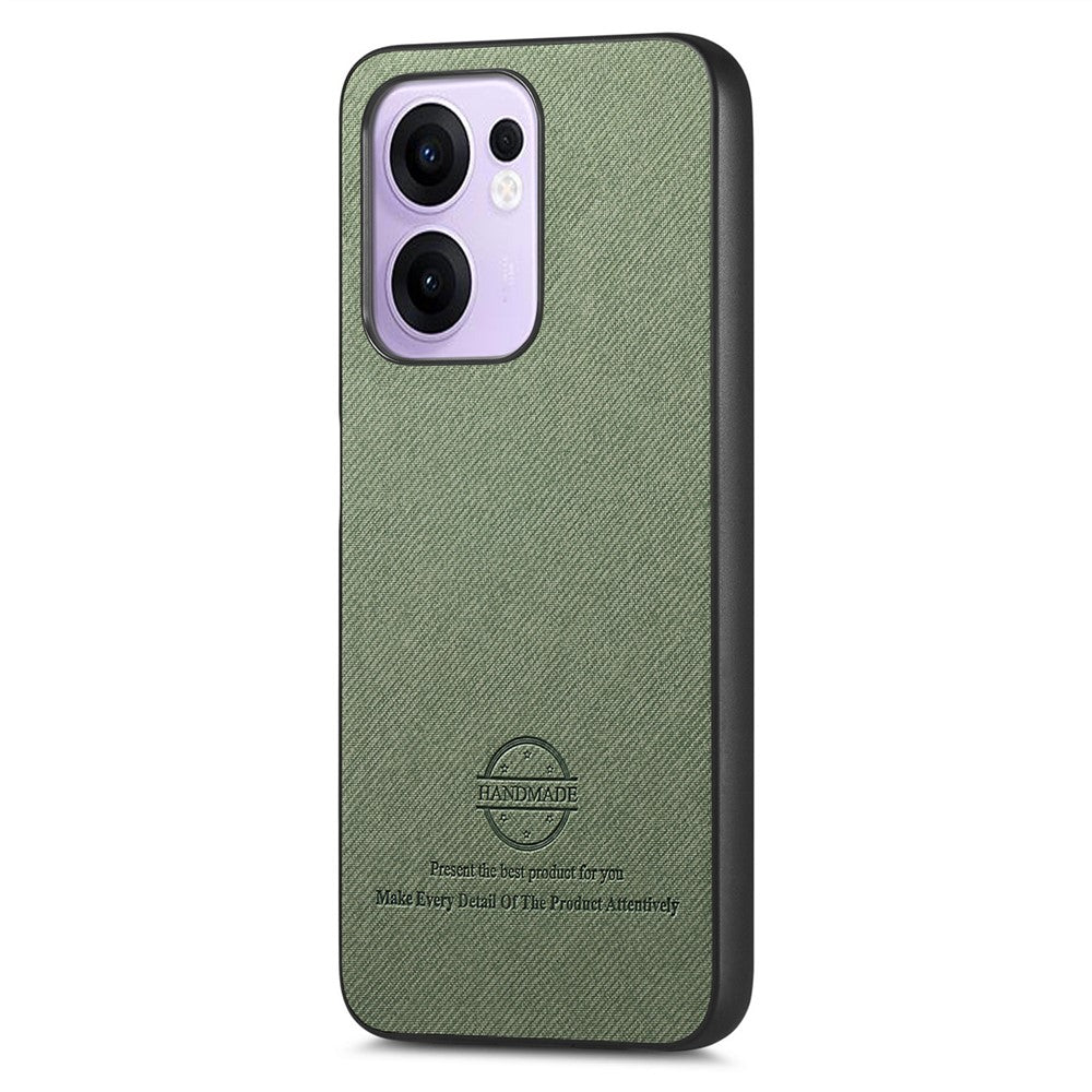 For Oppo Reno13 F 4G / Oppo Reno13 F 5G Leather Phone  Back Cover with Cloth Texture - Green