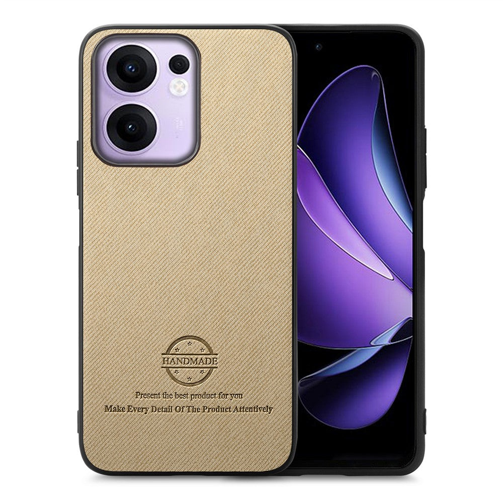 For Oppo Reno13 F 4G / Oppo Reno13 F 5G Leather Phone  Back Cover with Cloth Texture - Khaki