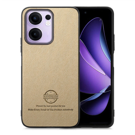 For Oppo Reno13 F 4G / Oppo Reno13 F 5G Leather Phone  Back Cover with Cloth Texture - Khaki