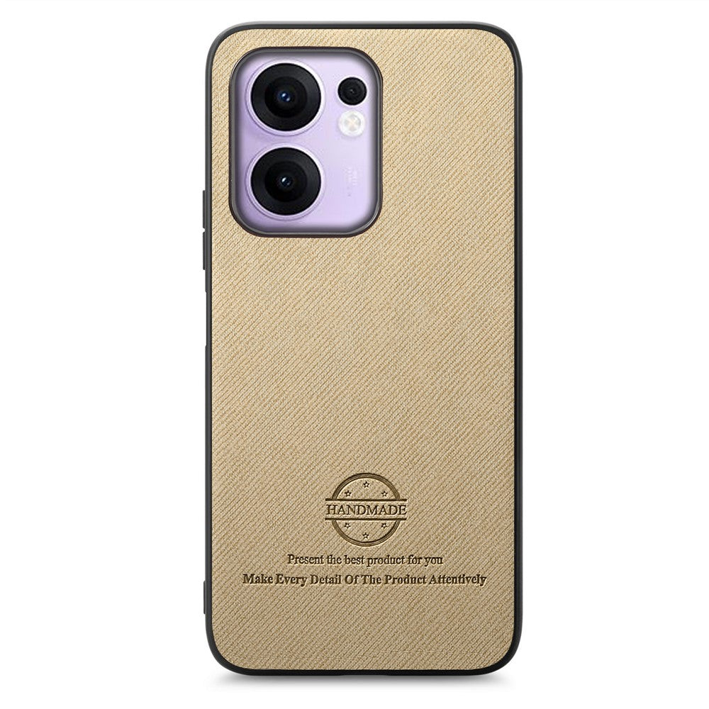 For Oppo Reno13 F 4G / Oppo Reno13 F 5G Leather Phone  Back Cover with Cloth Texture - Khaki