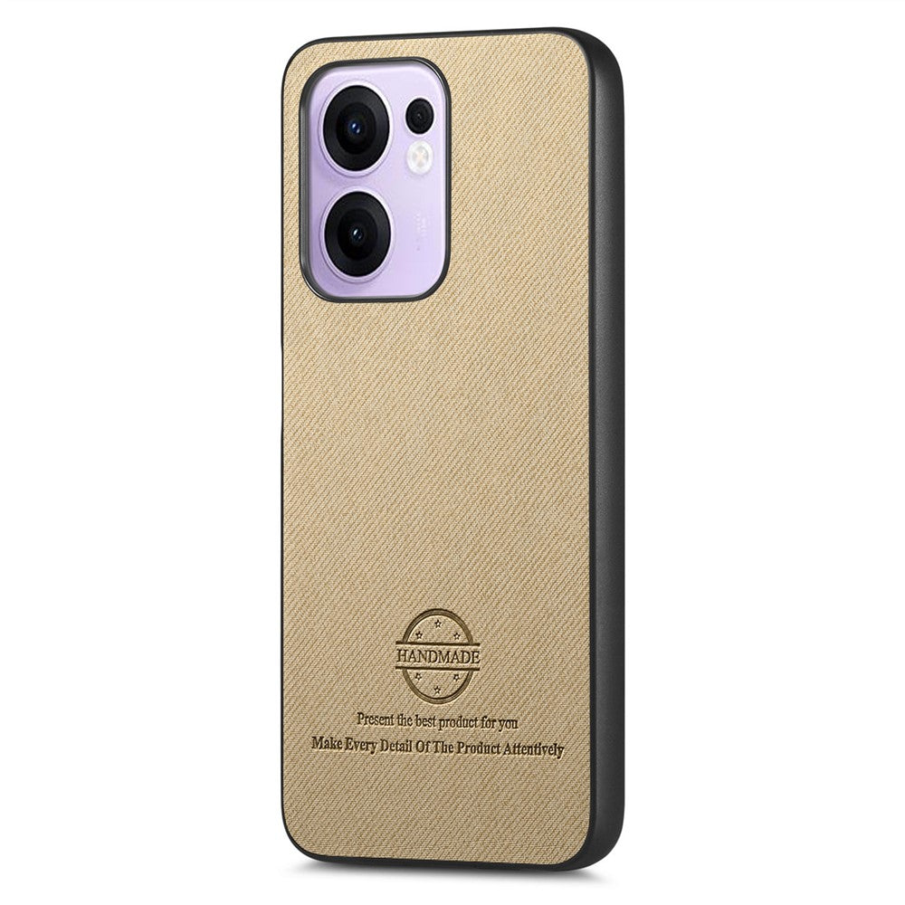 For Oppo Reno13 F 4G / Oppo Reno13 F 5G Leather Phone  Back Cover with Cloth Texture - Khaki