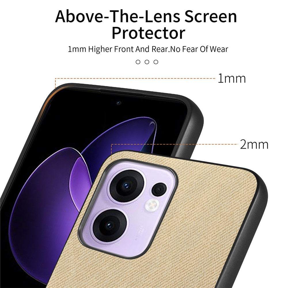 For Oppo Reno13 F 4G / Oppo Reno13 F 5G Leather Phone  Back Cover with Cloth Texture - Khaki